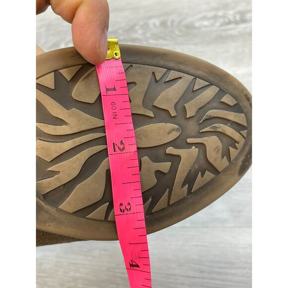 Roan Lina Women's Bootie Ankle Biker Boot Side Zip Heeled Suede Leather 6 Brown - Picture 9 of 11